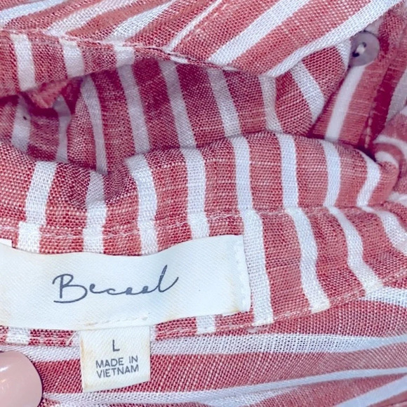 Becool red striped top size large - Picture 4 of 6